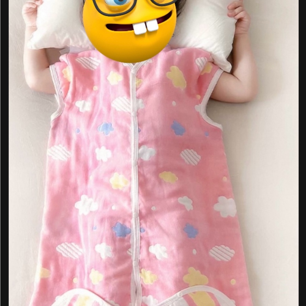 Pink and White Cloud Sleep Sacks with buttons. 100 percent cotton. Breathable.
